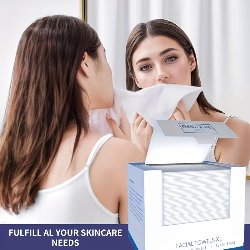 Disposable Face Cleansing Towels, Extra Large Thick Cloths for Wet & Dry Use, 40 Sheets per Box, 10.24 × 11.81 Inches, 1 or 3 Boxes